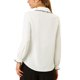 thumbnail image 3 of Edición INSPIRE CHIC Camisas de trabajo con cuello Peter Pan con volantes dulces para mujer M Blanco, 3 of 8