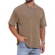 thumbnail image 1 of INSPIRE CHIC Camisetas sólidas de manga corta con cuello redondo y estilo retro desgastado para hombre 3XL Marrón, 1 of 5