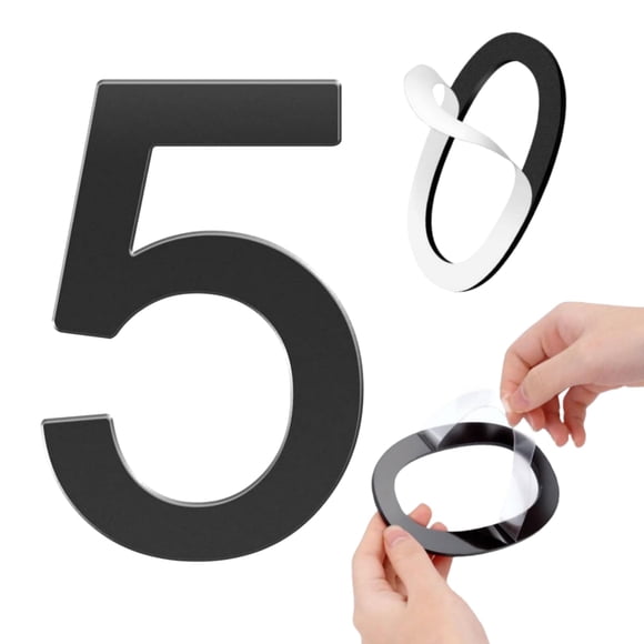 Números para casa GLDonee de acrílico autoadhesivo 12.7 cm negro