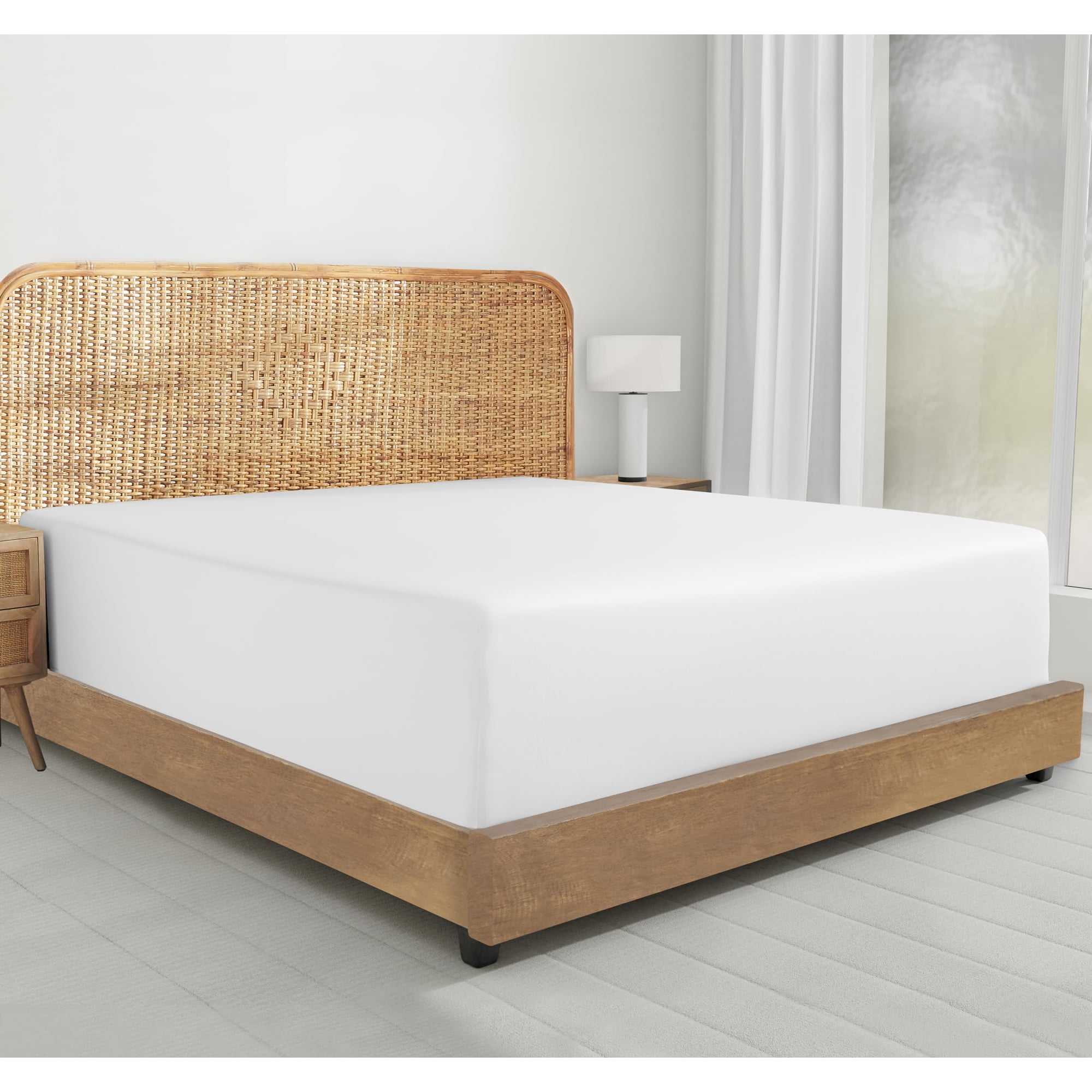 Sábana Bajera Ajustable California Design Den, 100% Algodón Orgánico, Tamaño Queen