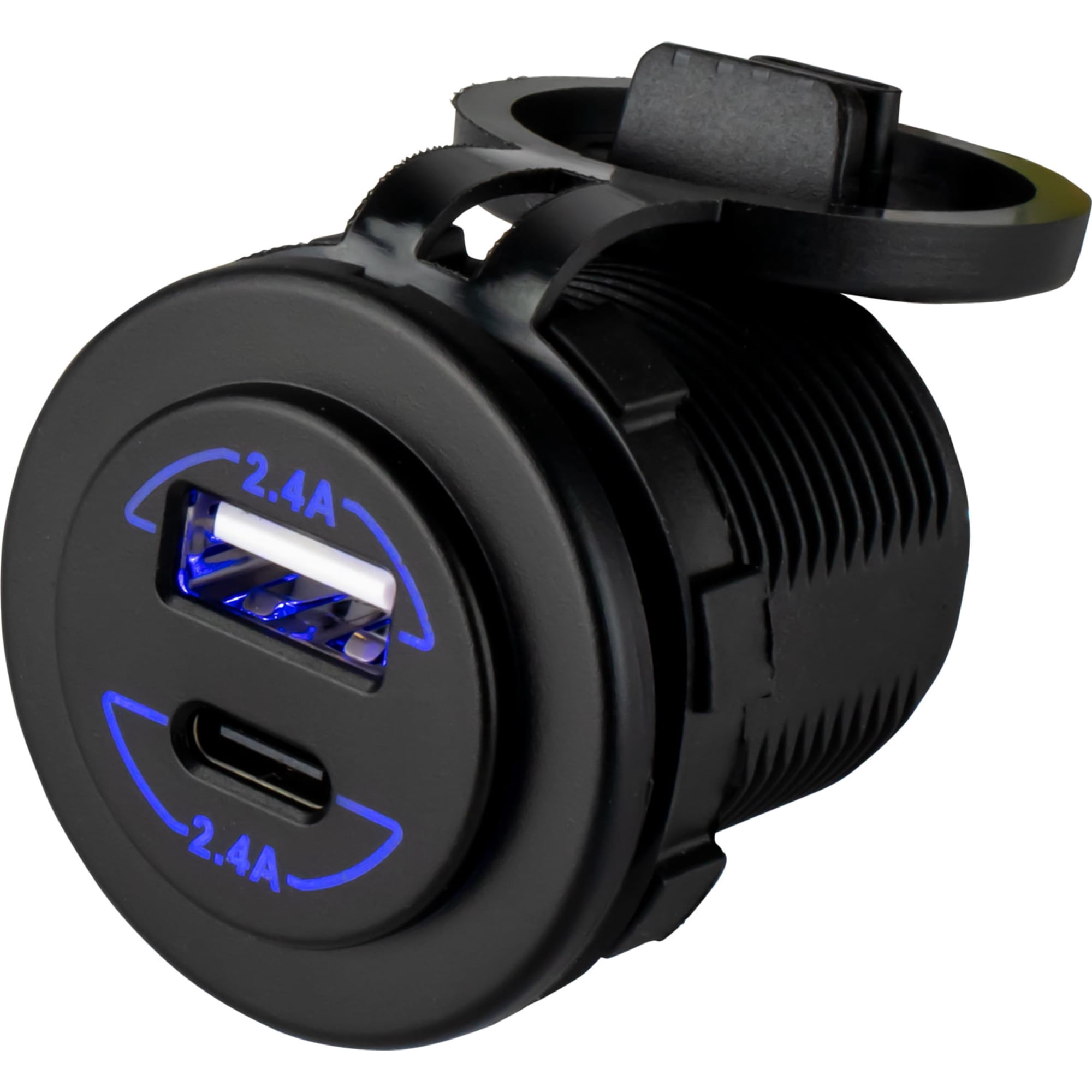 Toma De Corriente Sea-dog Round Dual Usb Y Usb-c