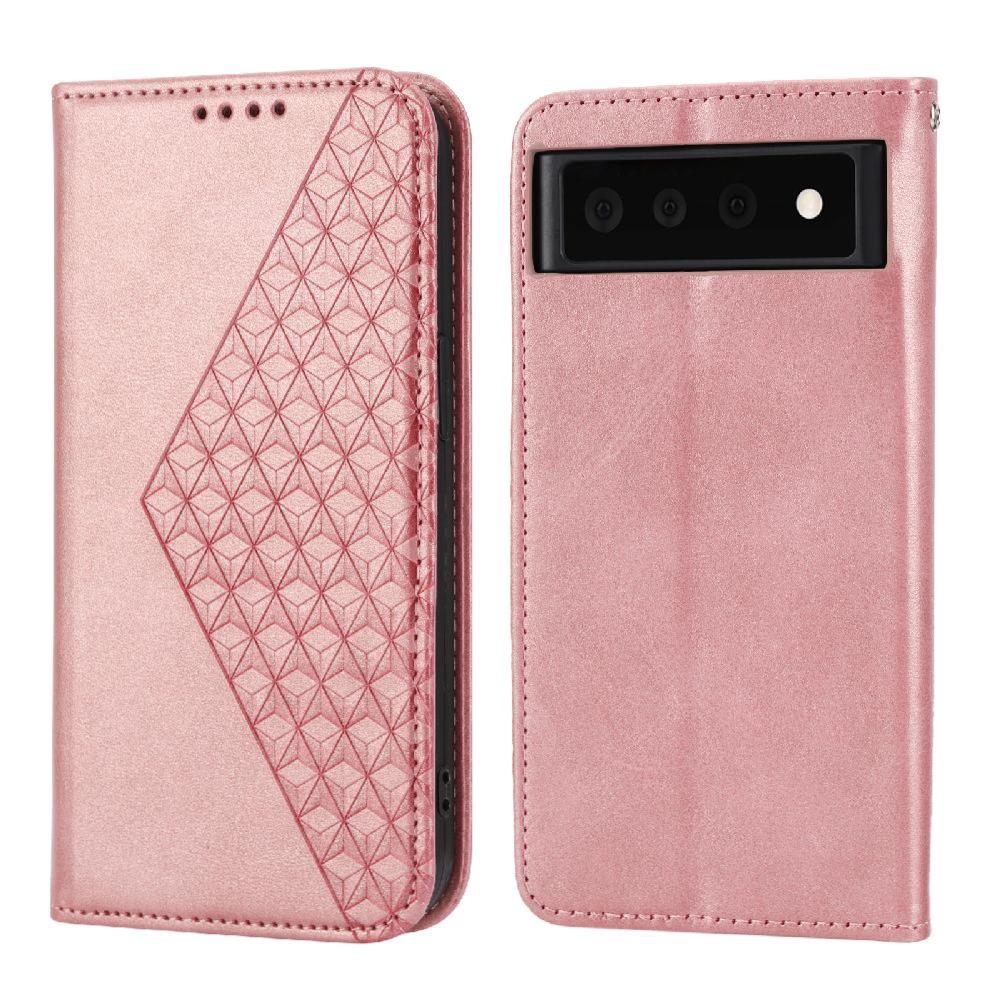 Funda Flip Foxdock Para Google Pixel 6 , Estilo Billetera Con Diseño Rombo, Correa De Mano Y Soporte, Uso Diario