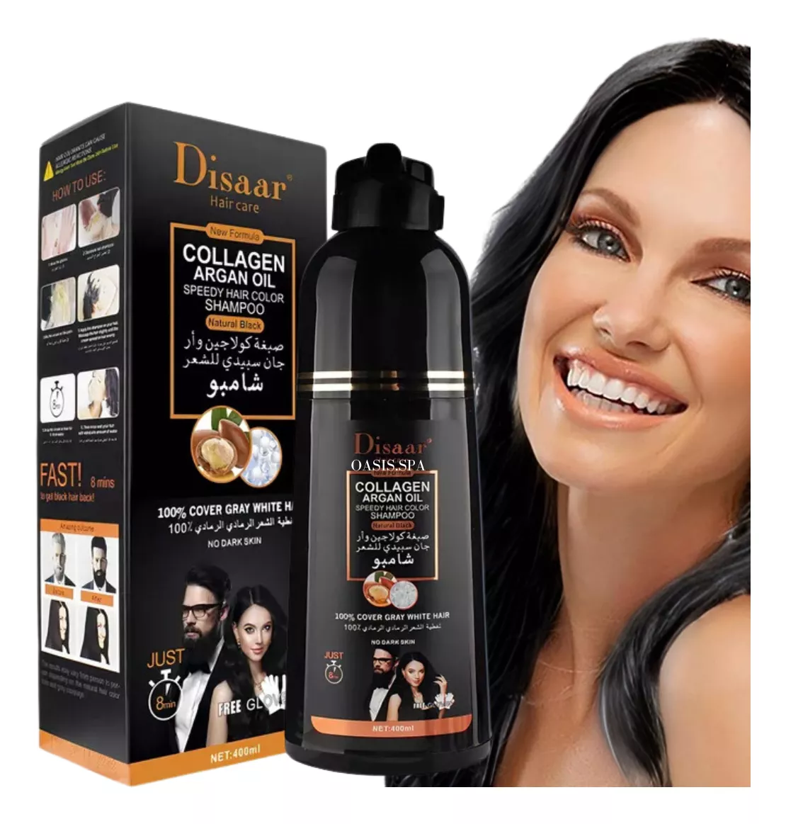 Disaar - Shampoo Tinte Cubre Canas Negro