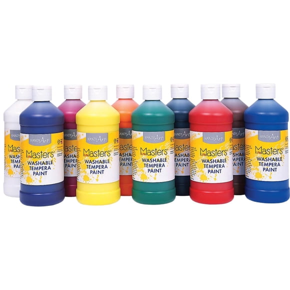 Set de pintura al temple Fun Express, lavable, 10 colores brillantes, 480 ml