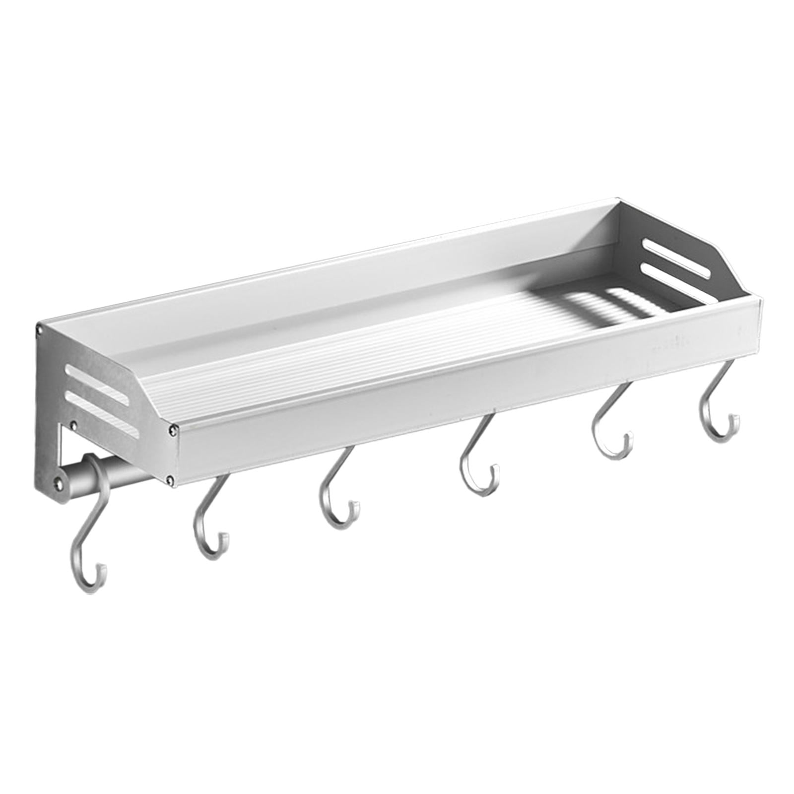 Magideal - Estante De Cocina Con Ganchos Para Colgar Utensilios De Cocina Estante De Ducha De Baño Para Gabinete, Alacena O Puerta De Despensa Soporte De Estante Blanco 30cm