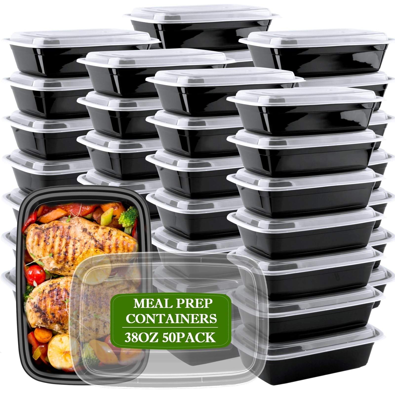 Recipientes De Comida Ranlittle Reutilizables, 1125 Ml, 50 Unidades, Sin Bpa