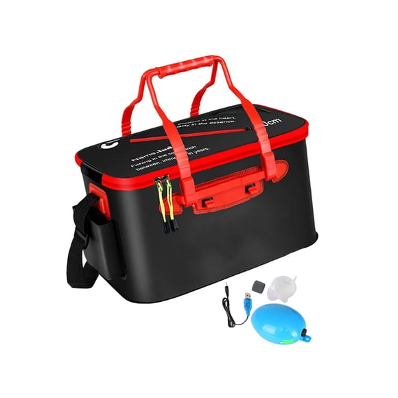 Contenedor Para Peces Vivos, Cubo Para Peces Plegable Grueso Para Acampar, Jardinería, Pesca, Bomba De Oxígeno Negra M