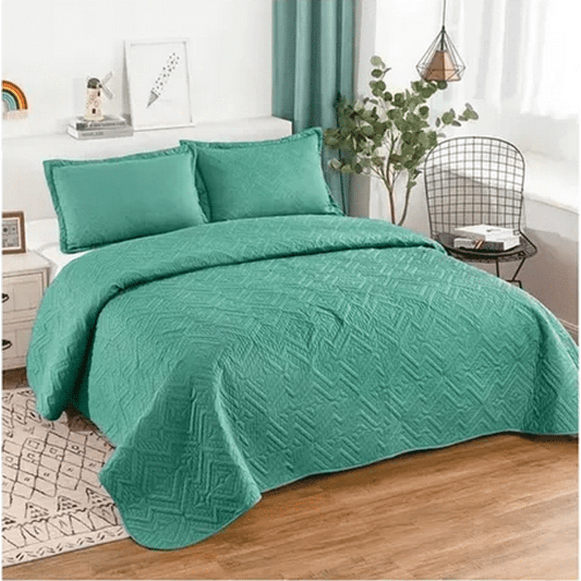 Genérico - Cubrecama Quilt Verano 2 Plazas Color Turquesa