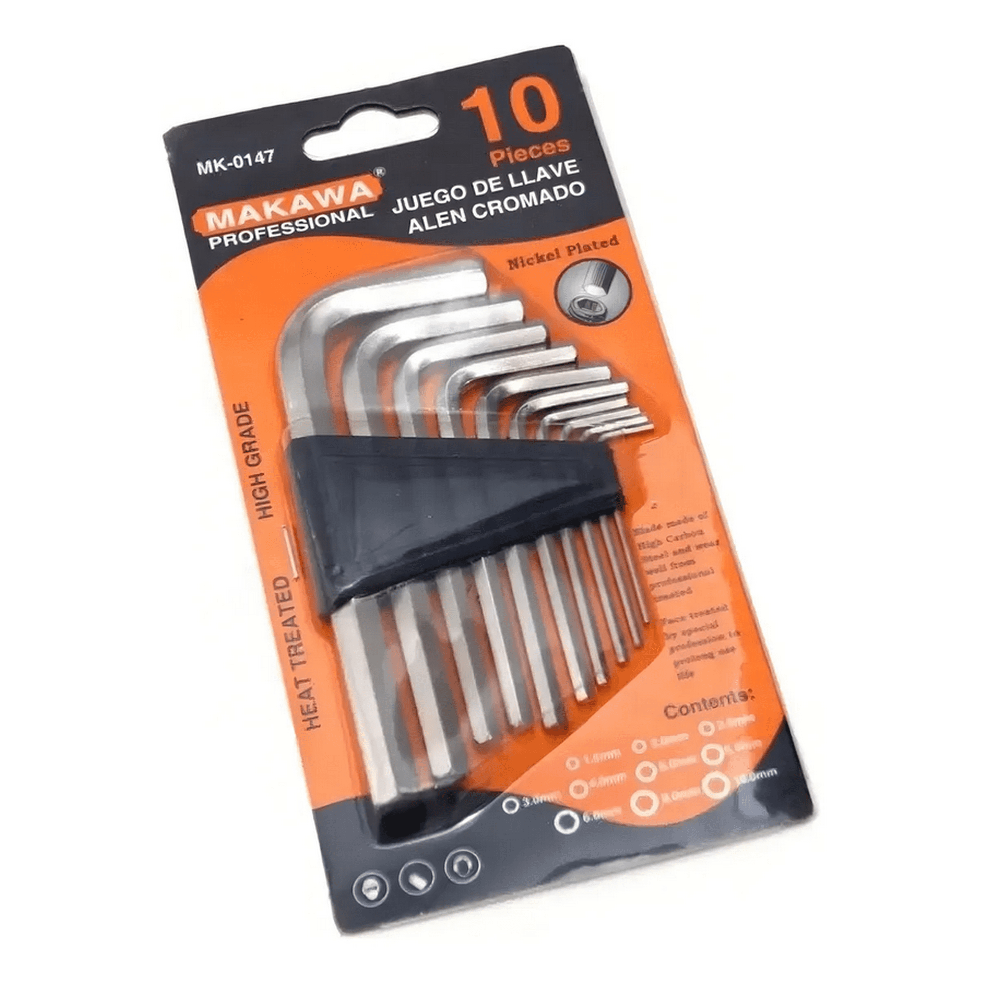 Genérico - Set Juego Llave Allen Cromado 10 Piezas Makawa Mk-0147