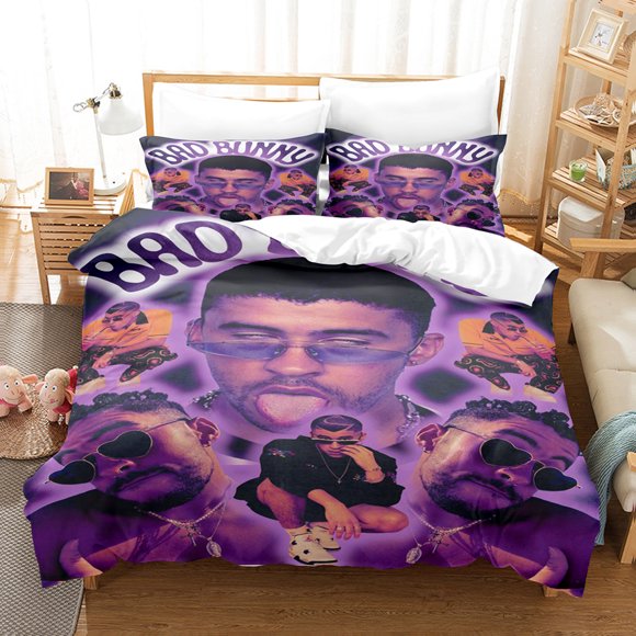 v810 Bed Sheets Hip Hop Bad Bunny Bedding Set Un Verano Sin Ti Duvet Cover Comforter Bed Sets Gifts USA Size Twin Full Queen King Dropshipping 3-Piece Bedding Set (1 Duvet Cover + 2 Pillow Shams) Bed