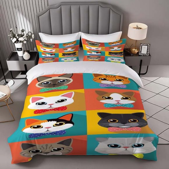 Cat Bow Tie Illustration Themed bedding 2026 New Year Trendy Soft and Comfortable