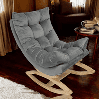 Muebles New - Silla Mecedora Coquette Gris Felpa