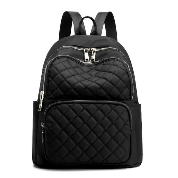 Mochila para mujer, mochila de moda para mujer, mochila de viaje de nailon, bolso de hombro negro, pequeña mochila informal para mujer.