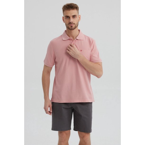 Polera Hombre Pique Básica Lisa Palo Rosa- ll