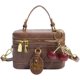 thumbnail image 1 of Bolso bandolera acolchada vintage marrón mujer pequeño neceser asa superior caja, 1 of 6