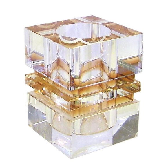 Porta bolígrafos de cristal Amlong ámbar 7,5x7,5x10 cm