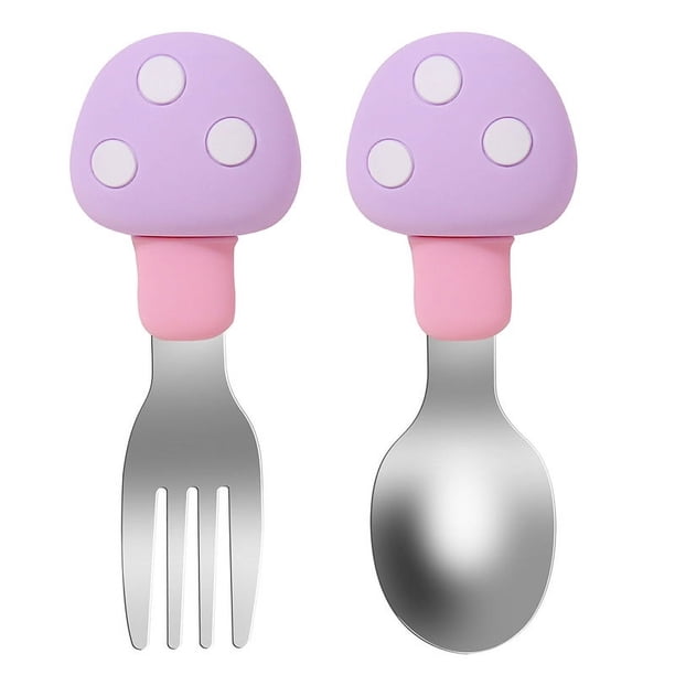 Mushroom Silicone Baby Spoon Fork Feeding Set