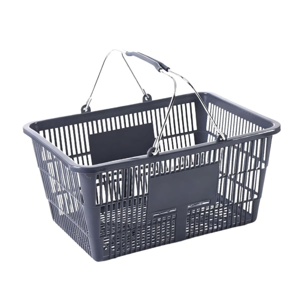 Cesta de Compras Ergonómica con Asa Cómoda Almacenamiento de Alimentos Juguetes Y Productos Diversos Fabricada en PE Hierro Adecuada para Baño Cocina Gris