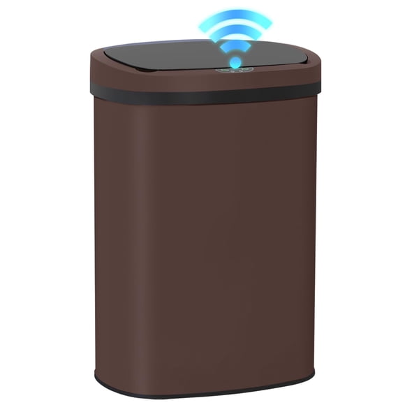 Bote de basura BestOffice 49L de acero inoxidable automático, marrón