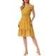 thumbnail image 1 of INSPIRE CHIC Vestido Floral de Mujer con Mangas Volantes Cuello en V Fruncido Volante Vestidos Casuales Naranja Amarillo XL, 1 of 6
