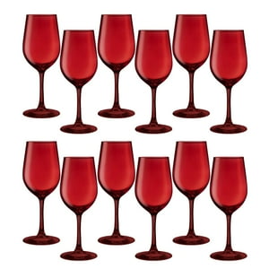 Set 12 Copas Vino Full Color Rojo 475Ml Allegra De Vidrio