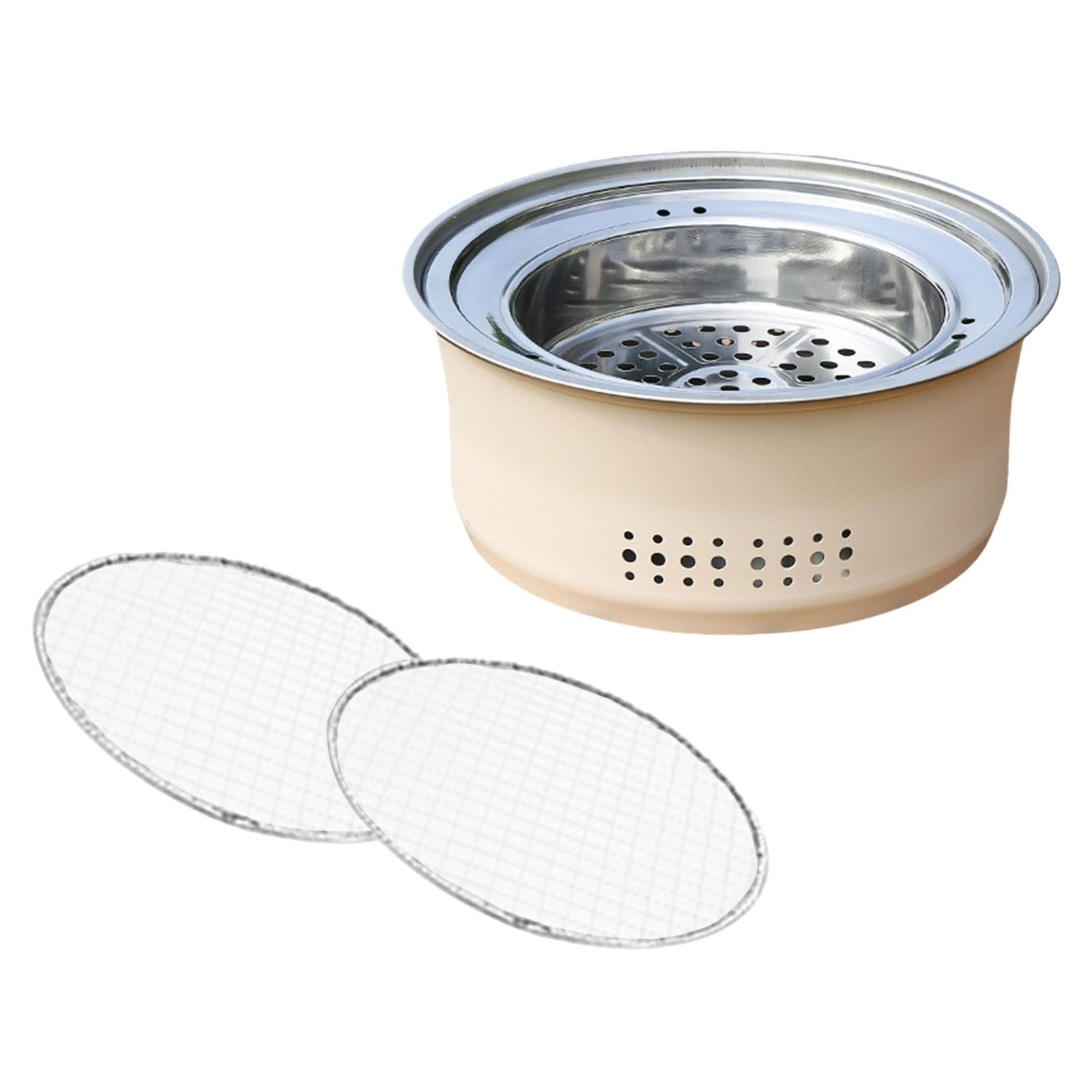 Magideal - Estufas De Mesa Parrilla Portátil Para Barbacoa Calefacción Con Rejilla Para Parrilla Estufas Para Té Estufas De Leña Para Acampar En El Patio Acampar Blanco