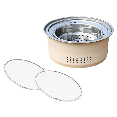 Magideal - Estufas De Mesa Parrilla Portátil Para Barbacoa Calefacción Con Rejilla Para Parrilla Estufas Para Té Estufas De Leña Para Acampar En El Patio Acampar Blanco