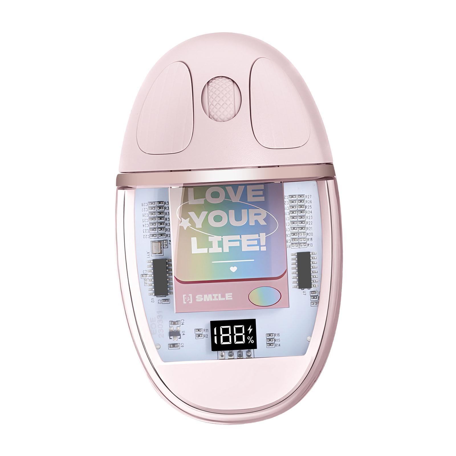 Bothyi - Ratón Inalámbrico Totalmente Transparente, Silencioso, Para Tableta, Portátil, Pc, Color Rosa