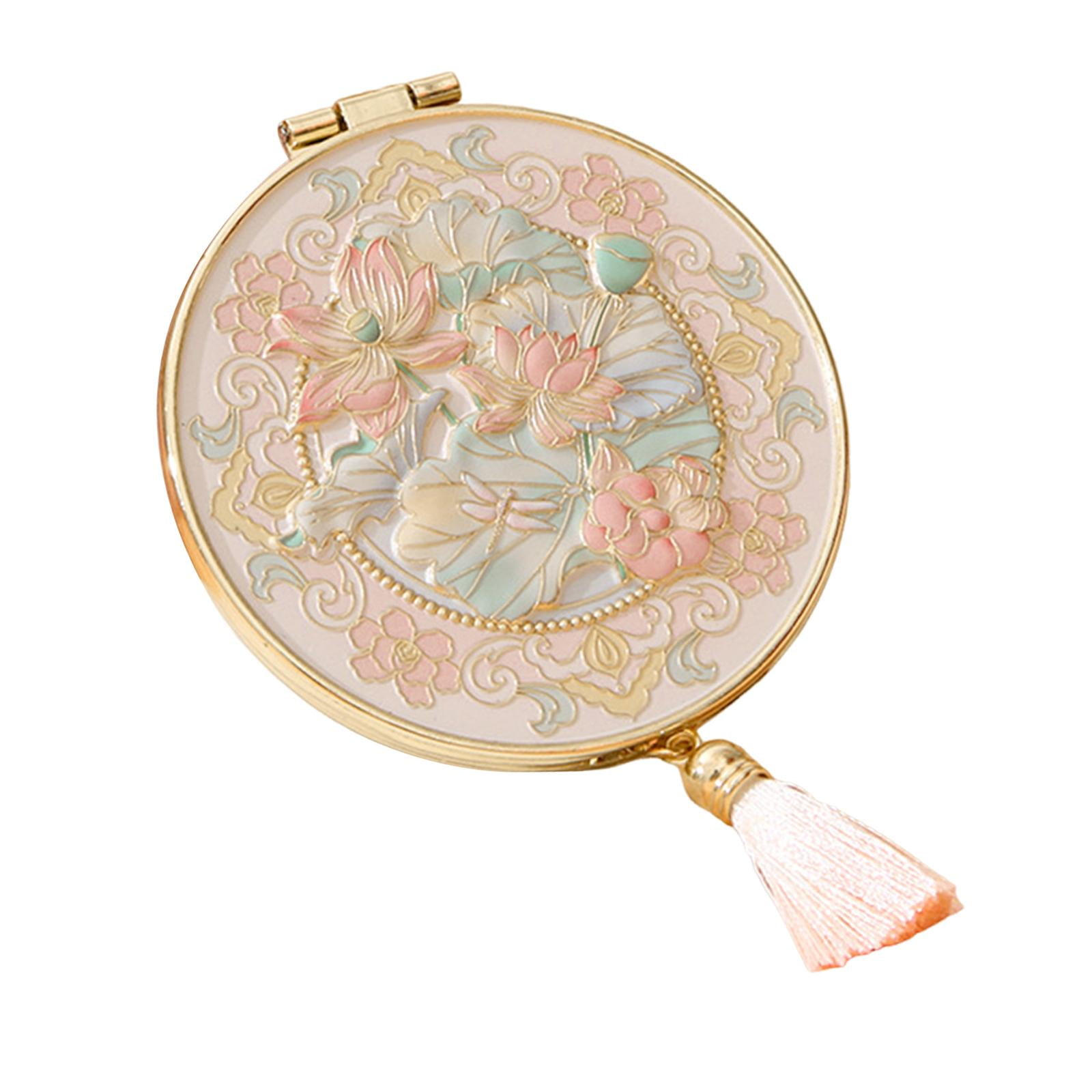 Ioensy - Espejo De Maquillaje De Viaje Redondo Y Creativo, Ideal Para Bolso De Mano, Color Rosa.