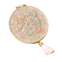 Ioensy - Espejo De Maquillaje De Viaje Redondo Y Creativo, Ideal Para Bolso De Mano, Color Rosa.