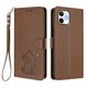 thumbnail image 1 of iPhone 12/12 Pro Funda Billetera con Estampado de Gato, Marrón, 1 of 6