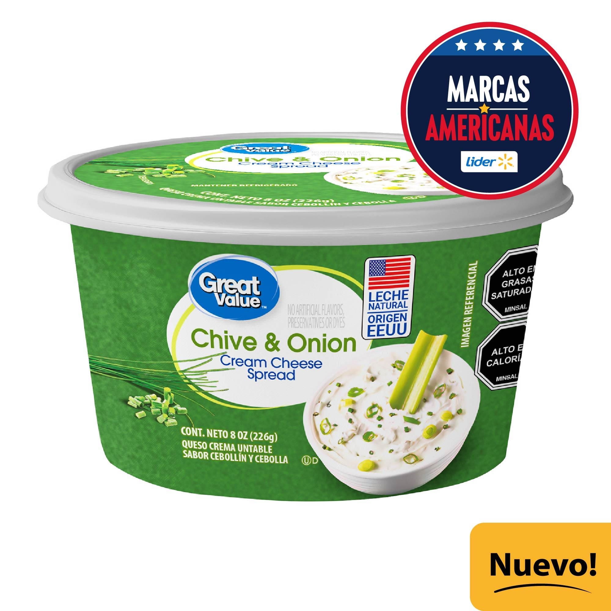 Queso Crema Cebollin Pote 226 g Great Value