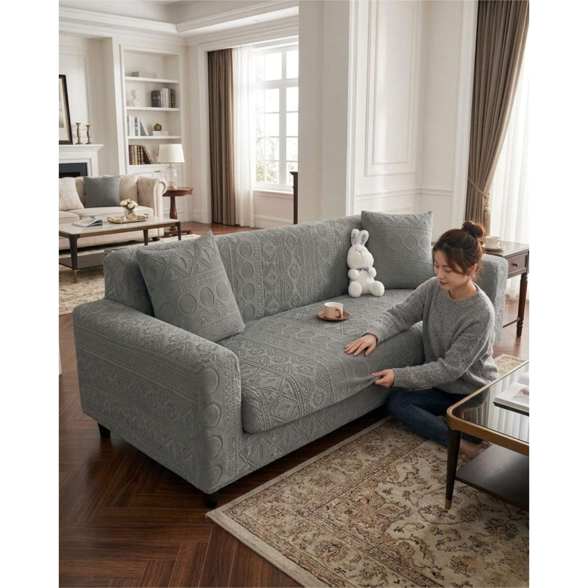Mylhogar - Funda Para Sofa 4 Cuerpos Diseño Moderno De Polar