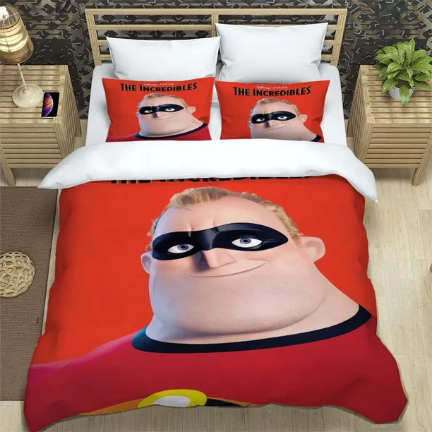x2213 Bed SheetsThe Incredibles Pattern Quilt Cover With Pillowcases Microfiber Digital Printed Bedding Set Twin Full 3-Piece Bedding Set (1 Duvet Cover + 2 Pillow Shams) nj2213