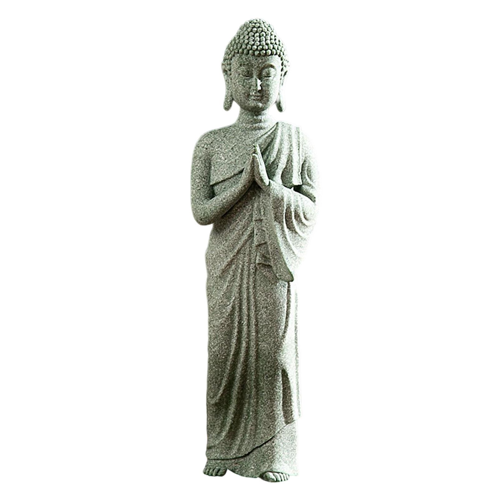 Magideal - Escultura Coleccionable De Piedra Figuras De Meditación Hechas A Mano Para El Hogar, Estatua De Buda De Adorno Para Porche, Sala De Estar , Stand 01