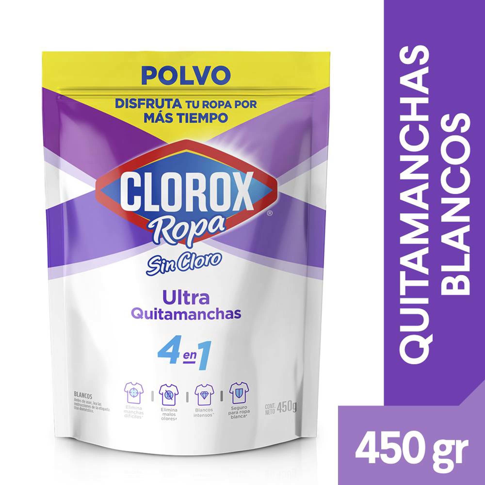 Quitamanchas Polvo Ultra Ropa Blanca Sin Cloro Doypack 450 g Clorox
