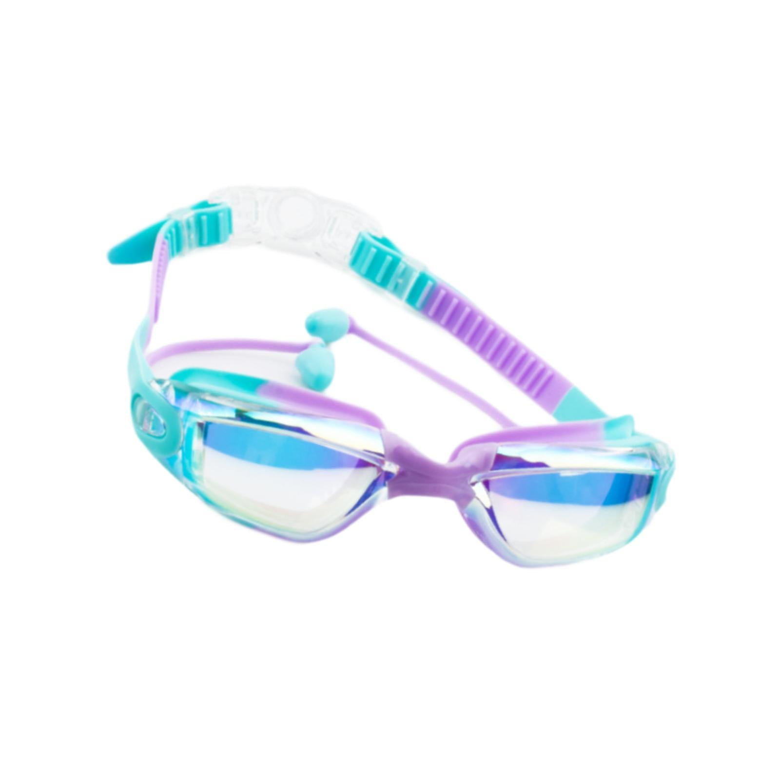 Magideal - Gafas De Natación Para Niños, Gafas De Piscina Con Tapones Para Los Oídos, A Prueba De Fugas, Visión Clara, De Natación Para Niñas Y Niños. Verde Púrpura