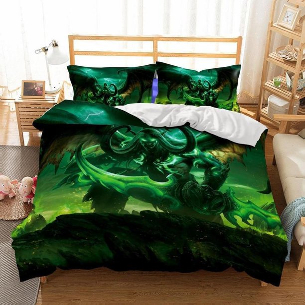 World Of Warcraft Printed Christmass Quilt Duvet Cover Set Bedding Pillowcase3-Piece Bedding Set