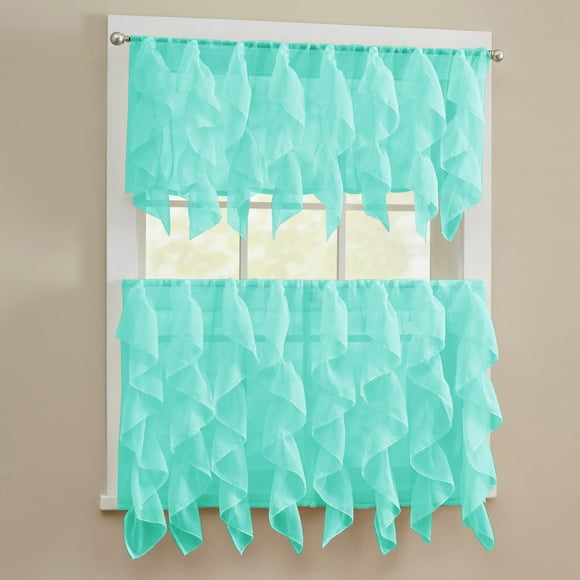 Juego de cortinas de cocina Sweet Home Collection, 3 unidades, Sheer Sea
