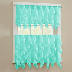 Juego De Cortinas De Cocina Sweet Home Collection, 3 Unidades, Sheer Sea