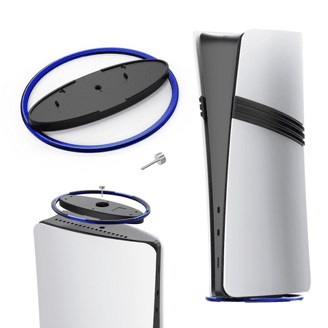 Genérico - Soporte Metálico Vertical Con Base Antideslizante Compatible Con La Consola Playstation 5 Slim/Pro - Soporte Portátil Para Consola De Juegos Ps5 Host-Negro Azul