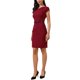 thumbnail image 4 of INSPIRE CHIC Vestido de Negocios para Mujeres con Manga Corta, Cuello en V, Casual para Oficina, Ajustado con Cinturón, Talla L, Rojo, 4 of 6