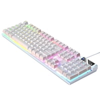 Magideal - Mecánico Para Juegos Con Cable, Rgb Retroiluminado Usb 104 Teclas Respuesta Rápida Controles Multimedia Cómodos, Para Computadora De , Blanco