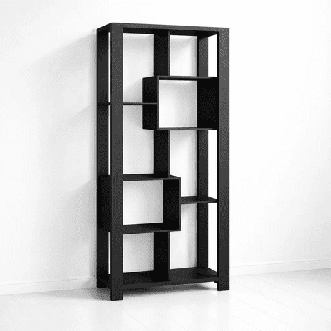 Klik Muebles - Estantería Prisma Noir Librero Geométrico Moderno 39X80X180 - Negro