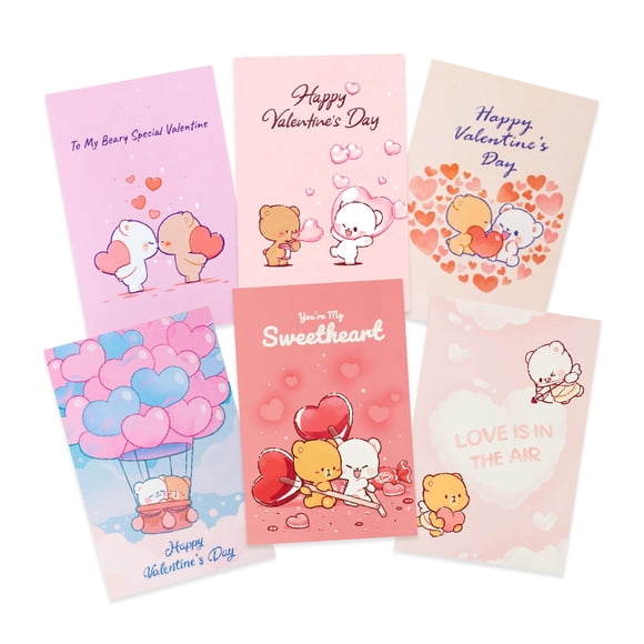 Tarjetas de San Valentín Milkmochabear Paquete de 6 10x15cm