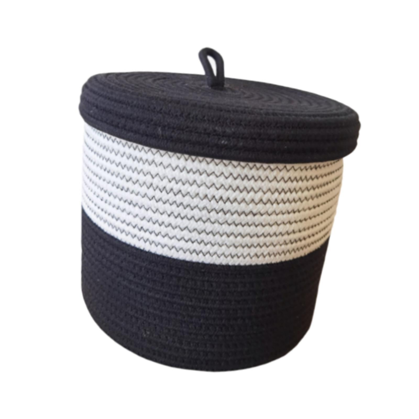 Magideal - Cesta De Cuerda Tejida Con Tapa, Cesta Para La Colada, Cesta Para La Habitación Del Bebé, 25 X 23 Cm, Organizador, Redonda Para Juguetes, Hogar, Baño,