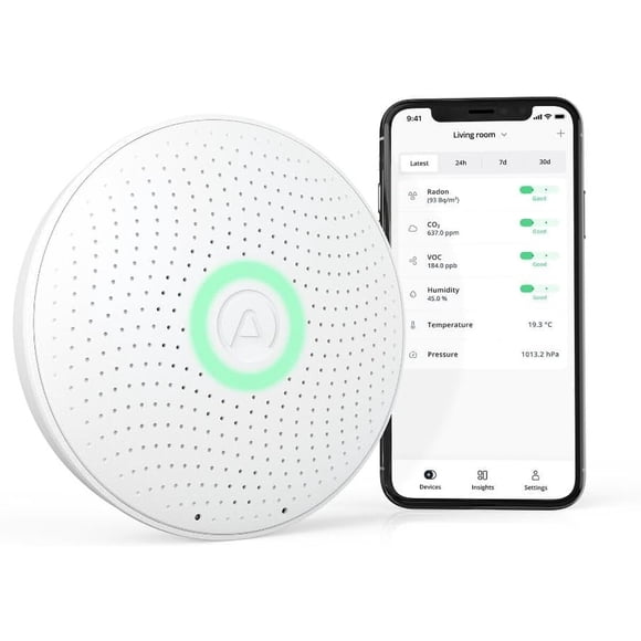 Monitor de Aire Airthings Wave Plus 2930 Radón CO2 Blanco