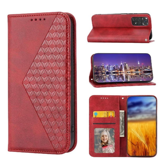 Funda Flip FOXDOCK para Xiaomi Redmi Note 11 Pro 4G , Estilo Billetera con Diseño Rombo, Correa de Mano y Soporte, Uso Diario