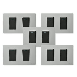 Want - Pack 5 Interruptores Doble Metálico 924 16A - Gris Negro