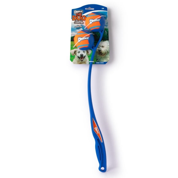 Juguete para perros Chuckit! El lanzador doble Duo 22M con 2 pelotas de tenis